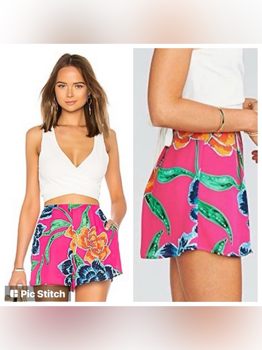 Show Me Your Mumu Sawyer Floratopia Printed Chiffon Shorts Aloha Beau Pink Small